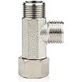 FERCAISH 9/16 T Adapter Brass Adaptor, 3 Way Tee Connector Valve for Plumbing Splitter Toilet Handheld Bidet Sprayer Faucet,Three Way Connector Diverter Valve (1/2)