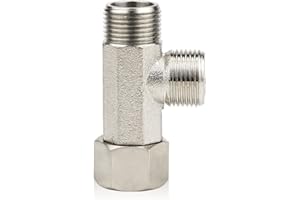 FERCAISH 9/16 T Adapter Brass Adaptor, 3 Way Tee Connector Valve for Plumbing Splitter Toilet Handheld Bidet Sprayer Faucet,Three Way Connector Diverter Valve (1/2)