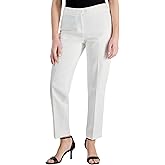 Anne Klein Women's Petite Mid Rise Extended Tab Straight-Leg Pants (Bright White, 12P)
