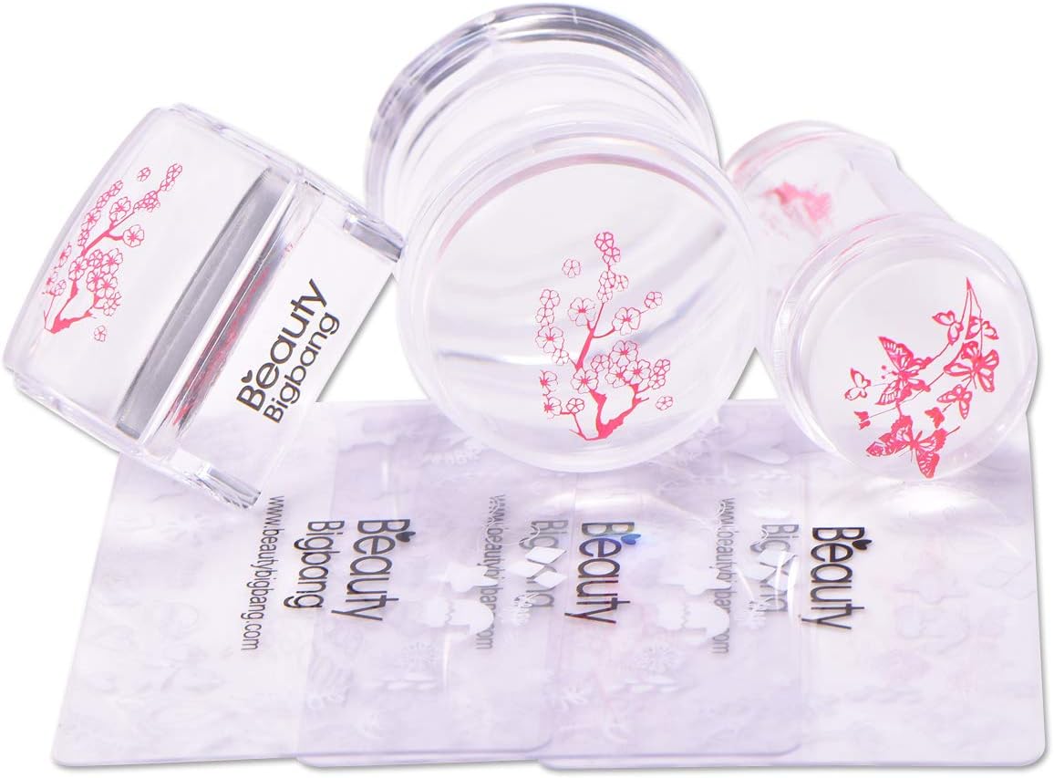 BEAUTYBIGBANG 3PCS Nail Clear Silicone Jelly Stampers with 3 Scrapers Manicure Nail Art Stamping Tool Kit
