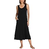 GYS Sleeveless Nightgowns for Women Soft Bamboo Viscose Night Shirts Tank Sleepwear with Pockets Long Sleep Dress