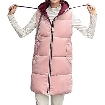 Amazon Com Teveq Women Vest Jacket Winter Warm Two Way Fluffy