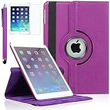 Zeox Apple iPad Air Case - 360 Degree Rotating Stand Case Cover with Auto Sleep / Wake Feature for iPad Air (iPad 5th Generation) 2013 Model- Purple