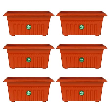 Trust basket UV Treated Rectangular Plastic Planter (16 inches) - Set of 6