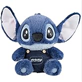 MINISO Disney Lilo & Stitch Collection 14'' Sitting Stitch Plush Toy - Premium Quality Stuffed Animal for Disney Fans(Overalls Style)