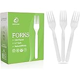 Degralight Compostable Froks [100Pcs] Heavy Duty Forks Disposable Utensils, BPA-Free, Heat Resistant, CPLA Disposable Forks, BPI Certified CPLA Disposable Cutlery for Party, Office & Picnic