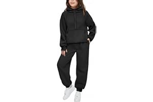 Arshiner Girls 2 Piece Outfits Tracksuit Drop Shoulder Hoodie Half Zip Sweatshirt and Sweatpants Joggers Set with Pockets
