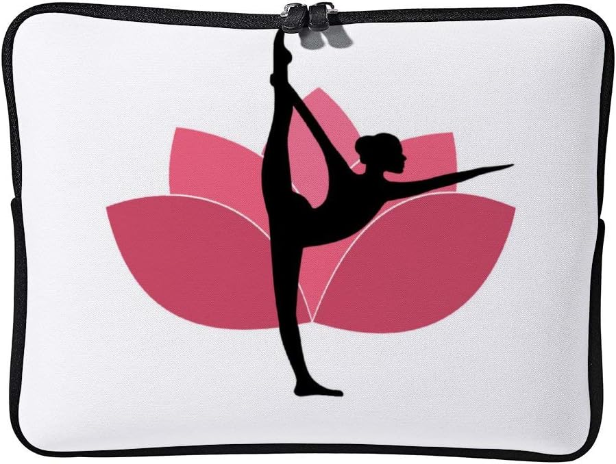 Yoga Woman Silhouette Pink Lotus Flower Background Laptop Sleeve Neoprene Laptop Case Bags Notebook Carrying Case for Women for Men 12 Inch
