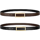SANSTHS Skinny Reversible Belts for Women, Two-in-one Women Thin Belt for Dresses Jeans Pants with Gold Buckle