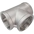 LOZOME 2" Stainless Steel Tee Female NPT Threaded T Shaped 3 Way Cast Pipe Fitting SS304