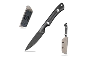 SDOKEDC Knives DC53 Steel Tactical Fixed Blade Knife with kydex sheath for Men EDC Outdoor Camping Survival Hunting (Black+G10 Black)