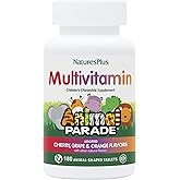 NaturesPlus Animal Parade Children's Chewable Multivitamin - 180 Animal-Shaped Tablets, Pack of 3 - Natural Assorted Flavors - Vegan, Gluten Free - 270 Total Servings