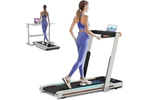 AHGOKL Foldable Treadmill for Home, Portable 2 in 1 Walking Pad Treadmill with Handle Bar,Under Desk Treadmill 3.0 HP Folding Mini Office Treadmill, 320 LBS Capacity, with Speaker, APP, Remote Control