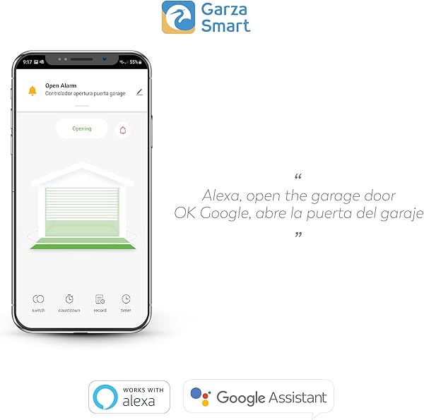 Garza Smarthome   Controlador de puerta de garaje Wifi Programable control remoto y controlable a travs de voz y app compatible con Alexa y Google Home