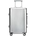 Sindermore Aluminum Carry-on Luggage: Silver 20 inch Aluminum-Made Entire Shell Zipperless USB-C Port TSA Locks Spinner - Weekend Getaways International travel Business