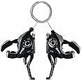 Relwears Bicycle Brake Levers Shifter, 3x8 24 Speed Mountain Bike shifters Set with Gear Indicator,Cable Thumb Derailleur Lever Transmission for Moutain Bike, Road Bike, MTB