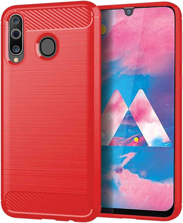 Samsung Galaxy M30 Case,MAIKEZI Soft TPU Brushed Anti-Fingerprint Full-Body Protective Phone Case Cover for Samsung Galaxy M30 2019 6.4" (Red Brushed TPU)