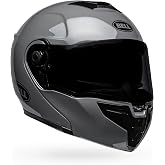 BELL SRT Modular Flip-Up Motorcycle Helmet - NR Gray, Large | Modular flip-up motorcycle helmet with Panovision Class 1 face shield, fiberglass shell, and Bluetooth speaker pockets