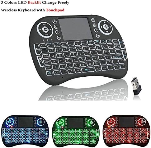3 Colors Backlit 2.4G Mini Handheld Portable Wireless Keyboard with Touchpad Air Mouse for PC,MAC,Raspberry Pi, Xbox 360, PS4, Google Android TV Box Remote Control