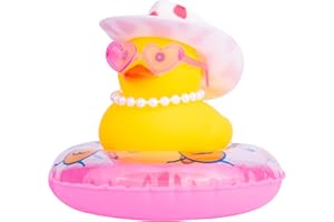 MuMyer Yellow Duck Car Ornaments Rubber Duck Car Dashboard Decorations with Mini Love Glasses Swim Ring Cowboy Hat Necklace for Car Dashboard Decoration(L1)