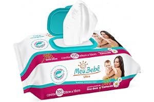 Toalhas Umedecidas Meu Bebê Ultra, 100 Folhas | Limpeza Eficiente e Uso Diário