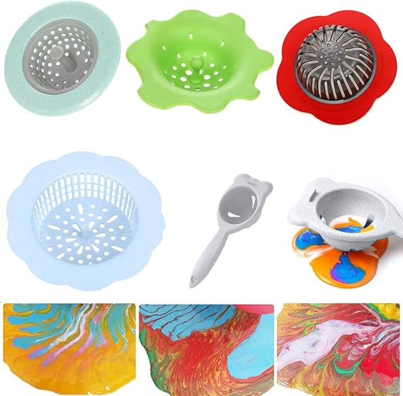 Acrylic Pouring Strainers 5Pcs Flow Painting Tools Kits Drawing Sets