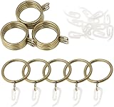 tonyg-p 20 Pack Metal Curtain Rings with Plastic Hooks 30mm Inner Diameter Brass view 3