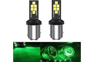 SOCAL-LED LIGHTING 1157 BAY15d Green LED Turn Signal Bulb Advanced 3030 SMD Bright Colorful DRL Brake Lamp Parking Tail Light, Pack of 2