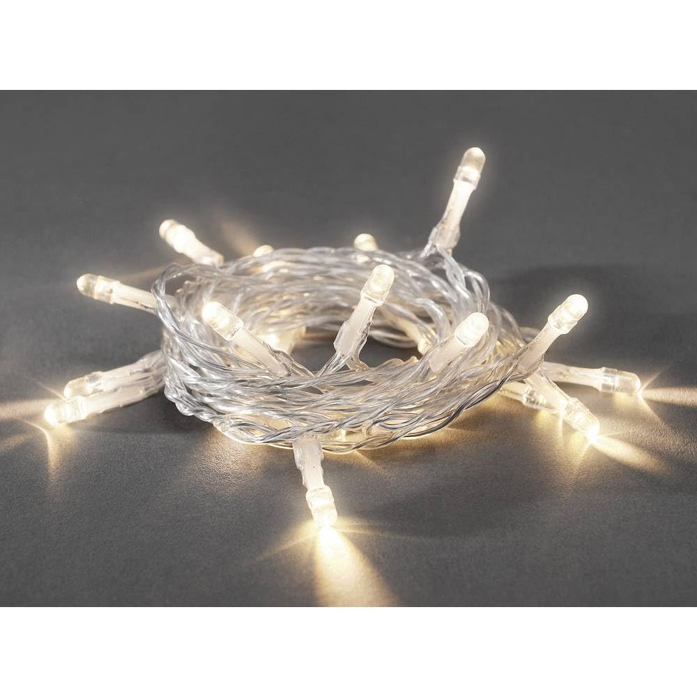 Konstsmide Battery Fairy Lights Indoor LEDs String Set Transparent Wire/Requires 2AA (excl.) / Christmas Lights Battery Powered with 20 Bright LEDs/Warm White String Lights, 1408-103