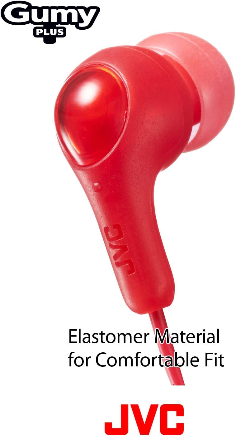 JVC Gumy in Ear Earbud Headphones, Powerful Sound, Comfortable and Secure Fit, Silicone Ear Pieces S/M/L - HAFX7R Red - Image 5