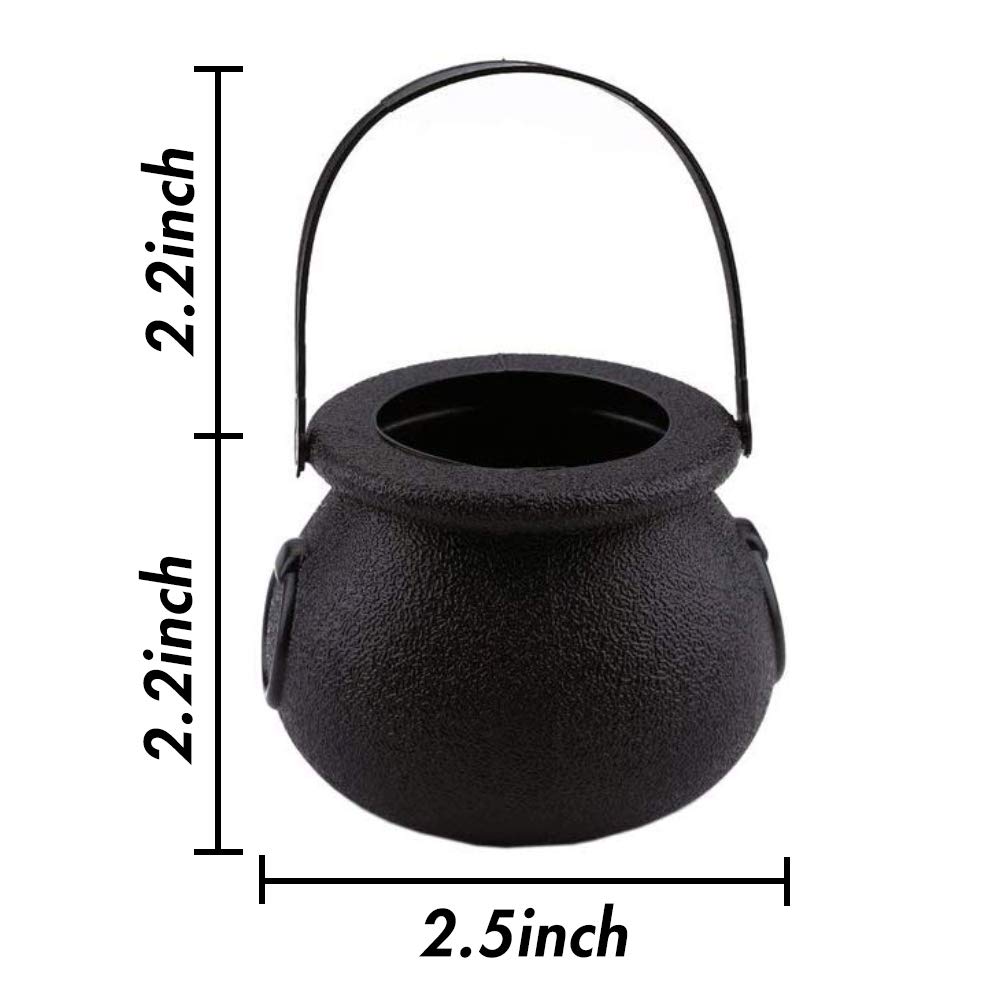 FuturePlusX Mini Black Candy Cauldron Kettles, 12PCS Plastic Candy Kettles Party Decoration Supplies for St. Patricks Day