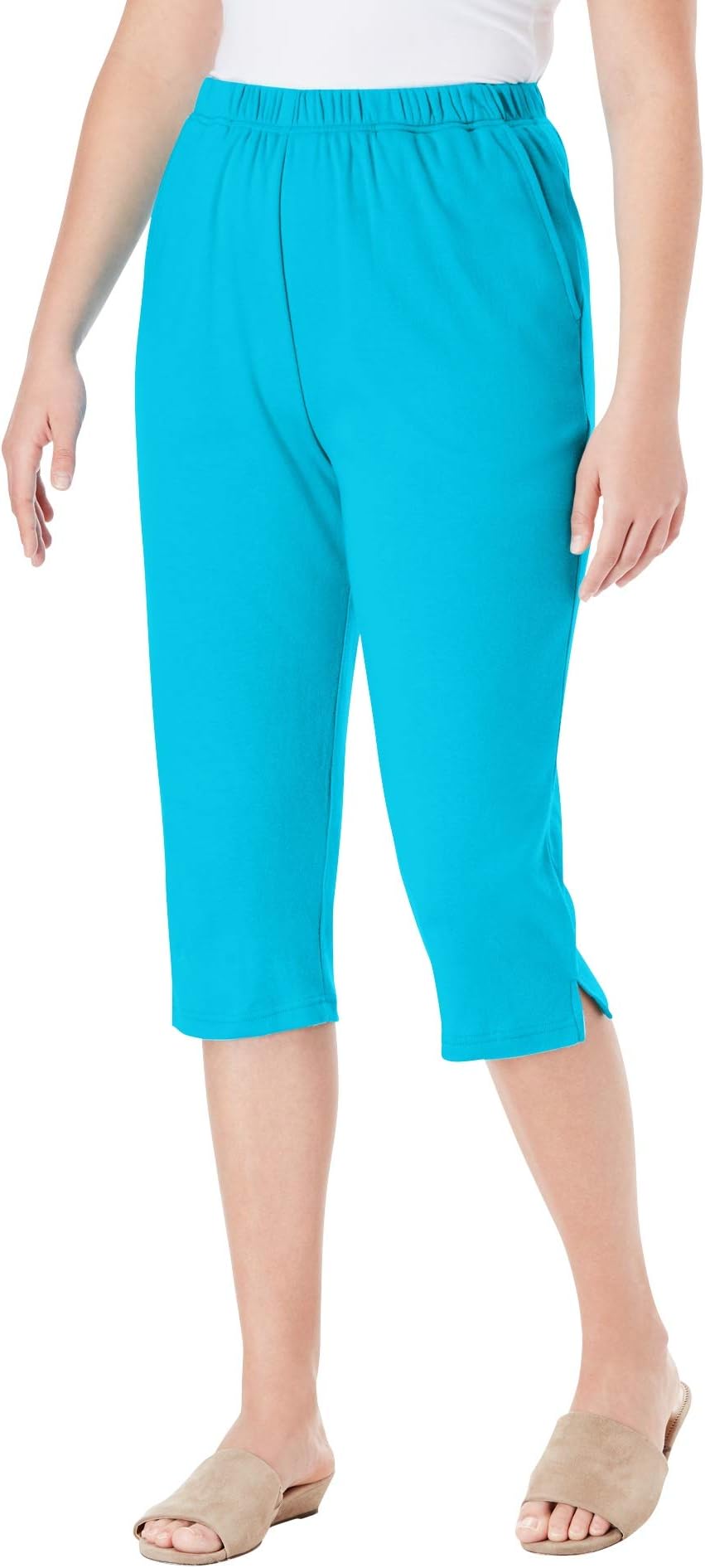 Roamans Women's Plus Size Soft Knit Capri Pant