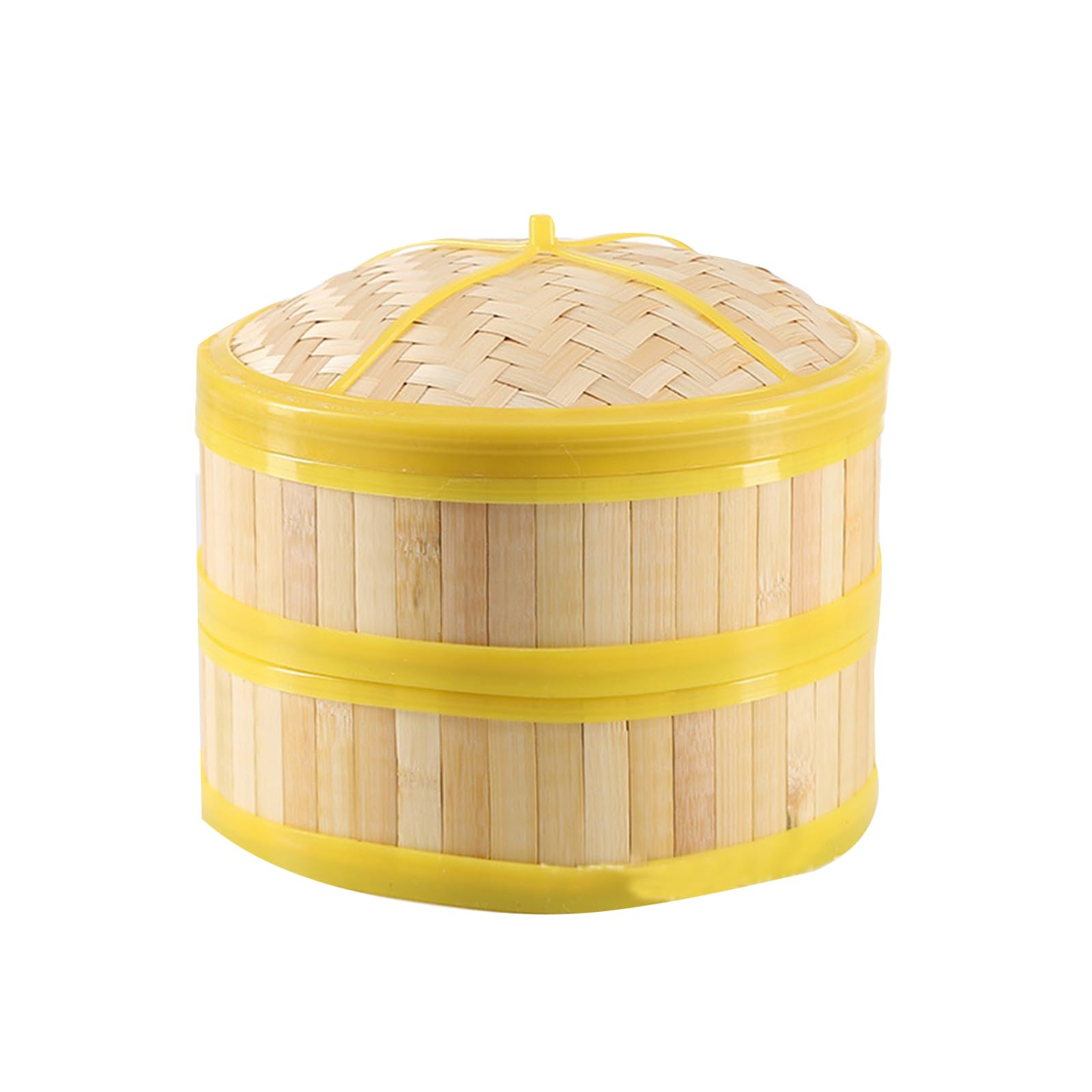 Soulnioi 5.5Inch Bamboo Steamer, Traditional Design Chinese Steamer, Two Tiers with Lid and Rubber Ring, Suitable for Dim Sum and Vegetables, Steaming Small Dumplings