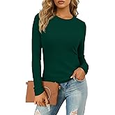 IWOLLENCE Womens Ribbed Long Sleeve Crewneck Casual Slim Basic Shirts Fitted Knit Tops