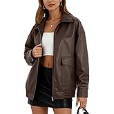 Vanmolrsa Oversize Leather Jacket Women Faux Motorcycle Coats Bomber with Double Pockets,2025 Fall,Winter Fashion Outwear