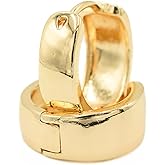 Gold Tone Hoop Earrings for Women, 18k Yellow Gold Filled (Classic Huggies)