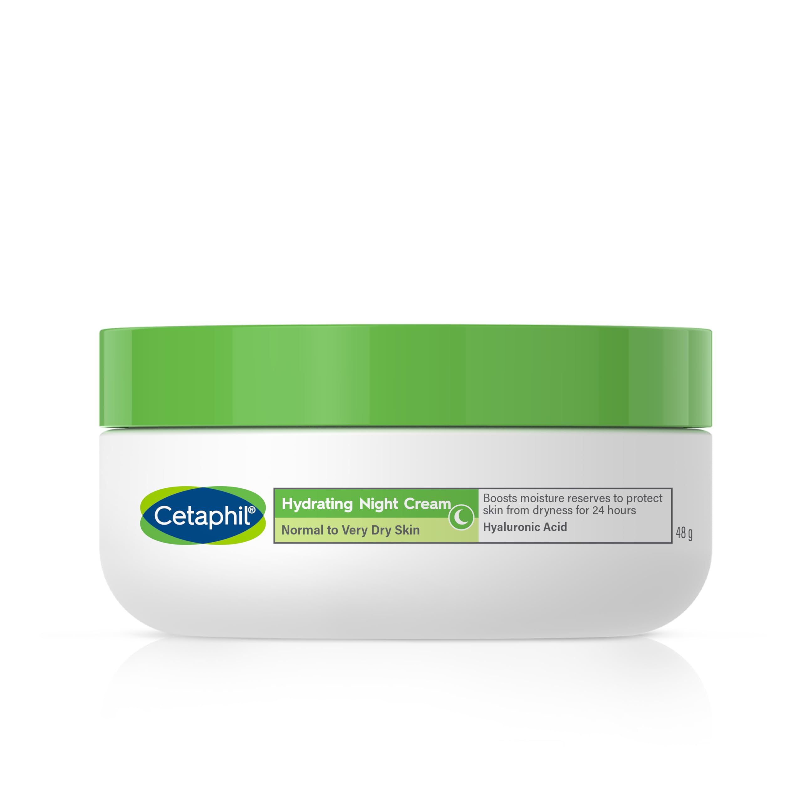 Cetaphil Hyaluronic Acid Night Cream, 50ml, Moisturiser For Sensitive Skin, Hydrates Overnight, Non-Greasy, Packaging May Vary