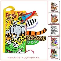 Animals Tails Fabric Baby Soft Cloth Book,Educational Crinkle Books for Toddlers,Babies,Infants and Kids,Boys&Girls,3~36 Months,Funny Jungly Tails Book,, Duck,Elephant,Tiger,Giraffe Toy