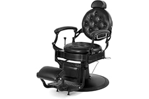 Artist hand Retro Barber Chair Heavy Duty Barber Chairs Vintage Salon Chair Hydraulic Recline Chair Rounded Cushioning Beauty Spa Styling Equipment(Black)