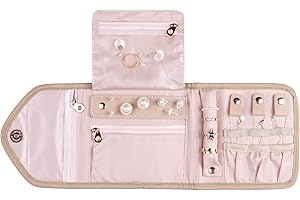 KUAK Travel Jewelry Organizer Roll, Foldable Jewelry Case Portable Jewellery Bag for Journey-Rings, Bracelets, Earrings, Neck