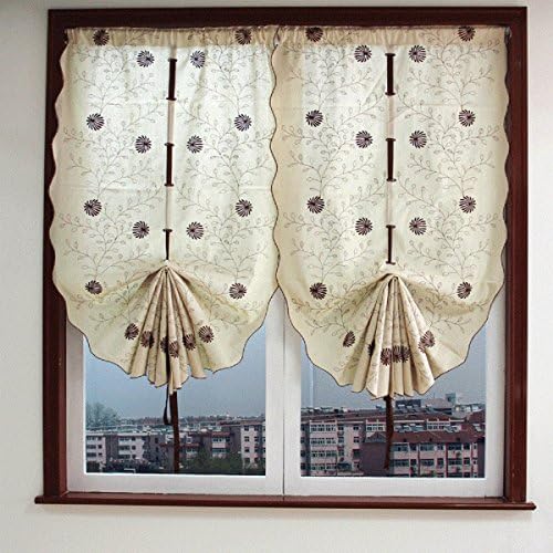 Home Cal Bowknot Roman Curtain - Tie Up Shade for Small Window (Rod Pocket Panel, 26"W x 45"L)