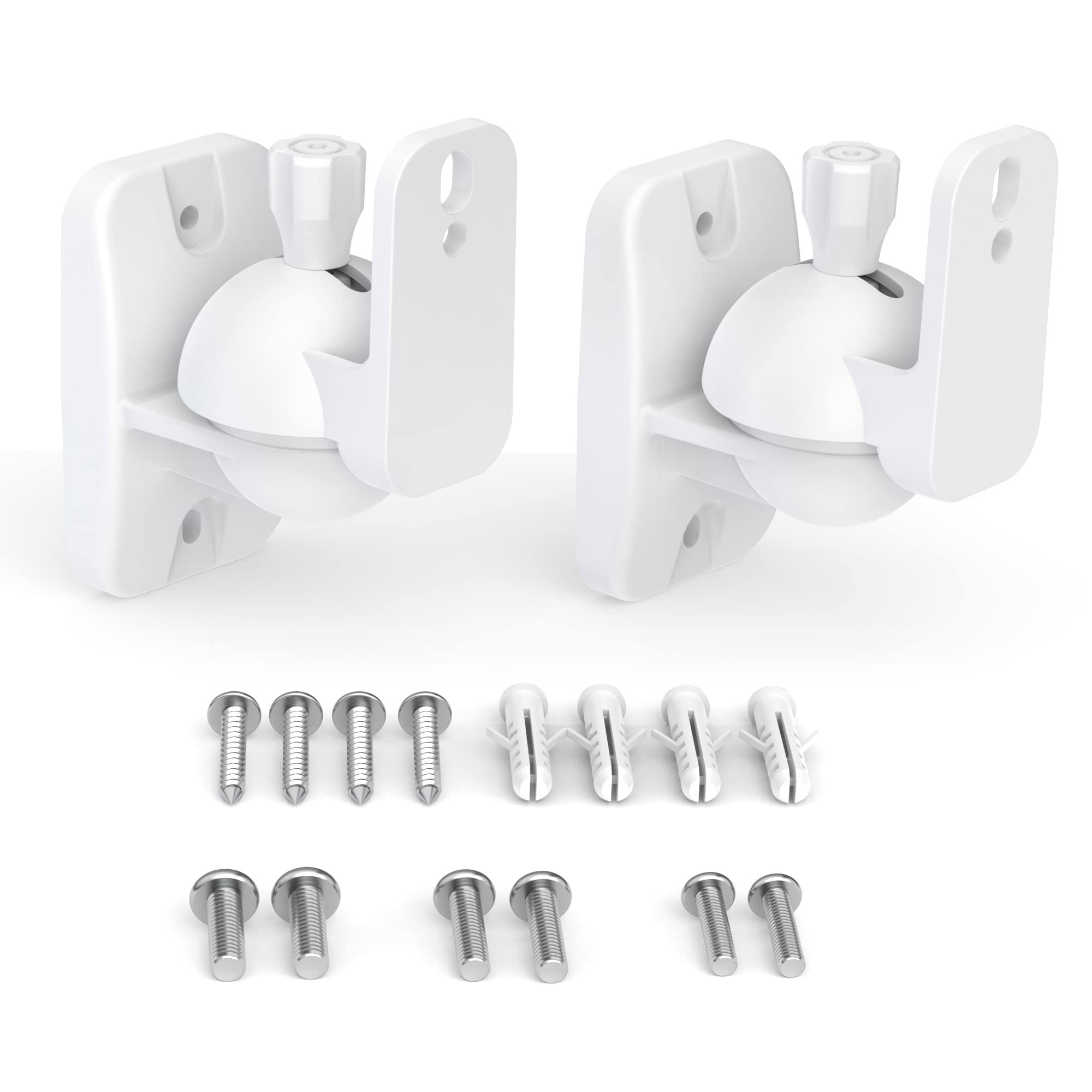 HomeMount Wall Mount Brackets - Universal Speaker Mounts, Bookshelf Speaker Kit, Supports Up to 8 lbs, 2 Pack, White