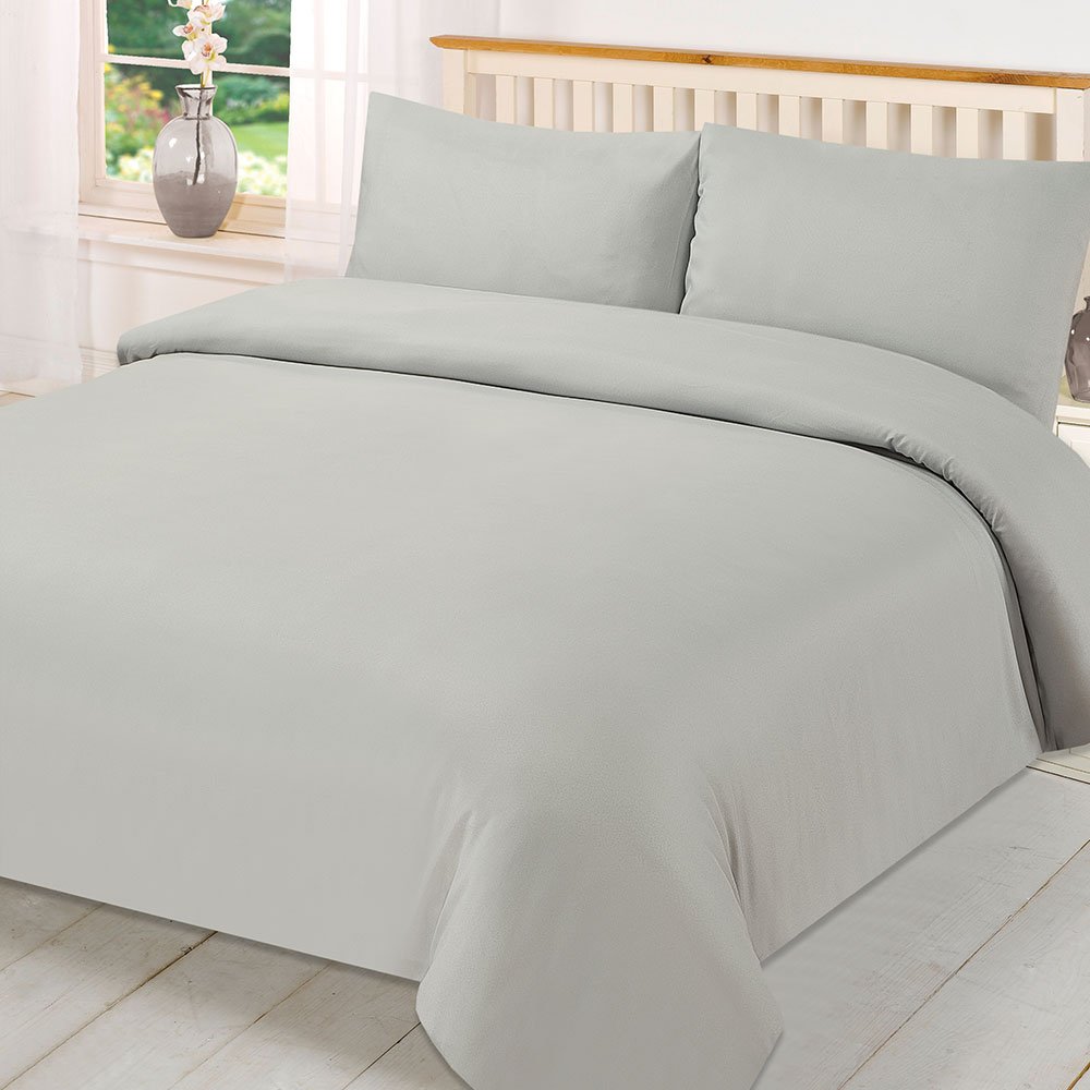 Brentfords Double Duvet Cover Set, Grey Dyed Quilt Bedding with Pillowcases, Hotel Quality Duvet, Soft & Breathable Microfibre Bed Set, Duvet Cover for Double Bed - Grey