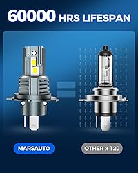 Marsauto H4 Bulbs, 800% Super Bright H4 Light