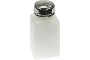 MENDA 35309 High-Density Polyethylene/Hdpe/Steel/Low-Density Polyethylene/Ldpe Dispensing Bottle, One-Touch Liquid Dispenser Pump, Natural Square HDPE, 6 oz., 6 fl. oz. Capacity