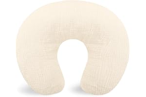 Hooyax Muslin Nursing Pillow Covers Only, Soft and Breathable Nursing Covers for Breastfeeding Pillows, Adorable Infant Feeding Pillow slipcover for Baby Boy and Girls (Wheat)