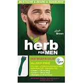 Herb for Men Mustache &amp; Beard Dye (Deep Brown, 1 Pack) | PPD-Free, Ammonia-Free, Vegan with Natural Ingredients, Odorless, Gentle for Sensitive Skin, No Skin Irritation