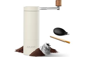 ZZUOM Manual Coffee Grinder, Hand Coffee Grinder for Travel Camping, 12 Adjustable Settings Manual Coffee Bean Grinder, Portable Manual Burr Coffee Grider (White)