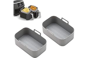 Silicone Air Fryer Liners for Ninja Dual Air Fryer, Reusable Air Fryer Silicone Liner for Ninja Air Fryer Accessories, Air Fr