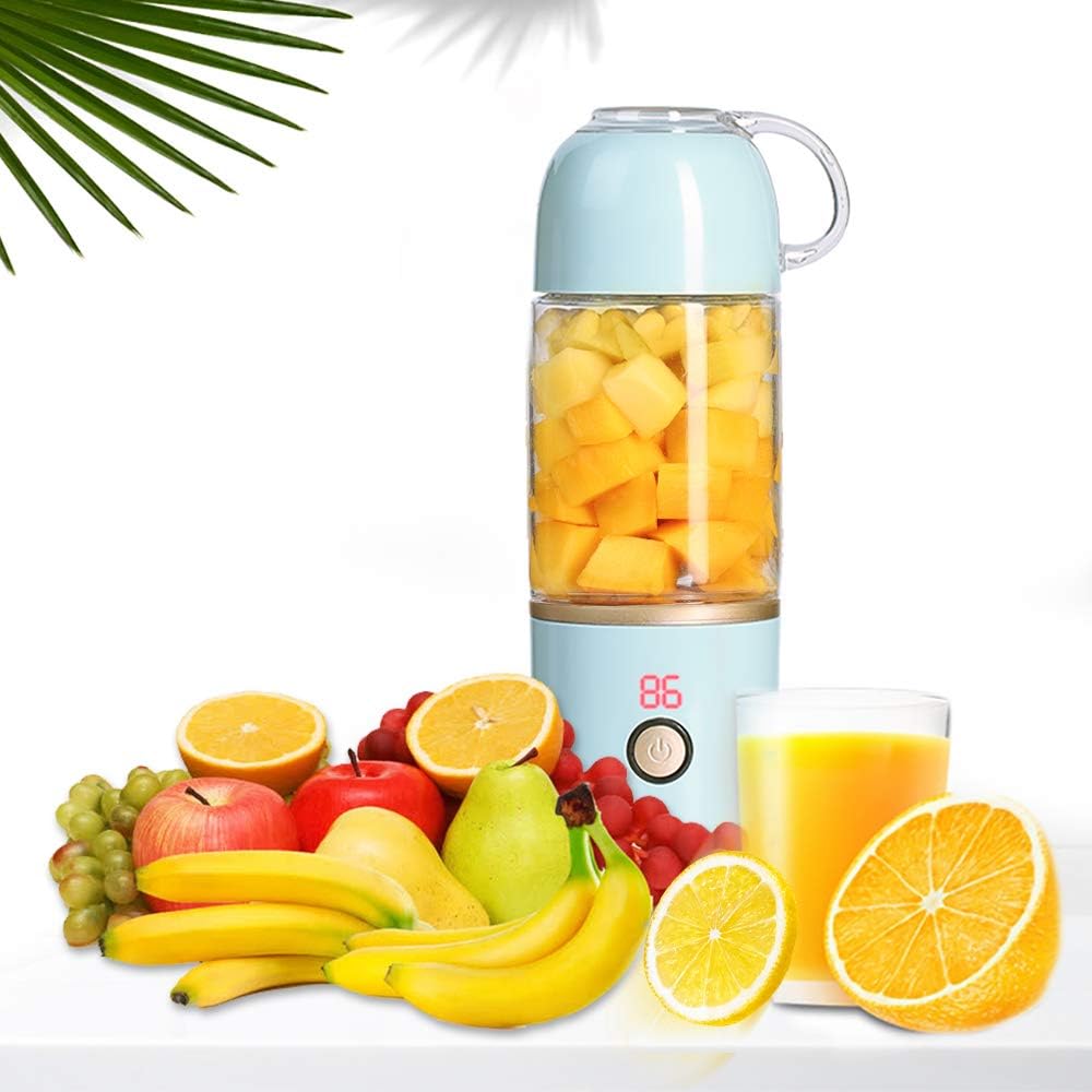MCHATTE Portable Blender, Electric Personal Fruit Mixing Machine, USB Rechargeable for Juice shakes and Smoothies, Six Blades in 3D, Detachable Cup, FDA, BPA Free, Blue